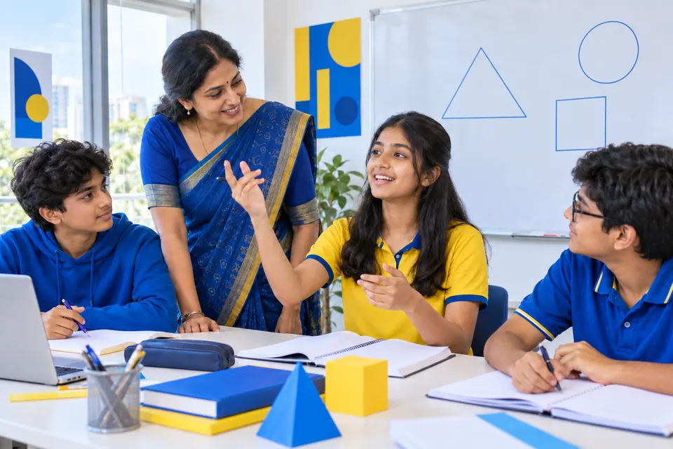 A teacher explaining a concept with student participation